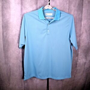 Donald Ross Men's XL Golf Polo Shirt Polyester Light Blue Gray Stripe